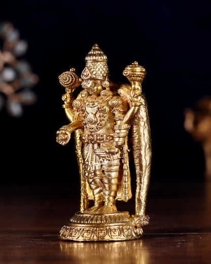 Bronze Tirupati Balaji Miniature Panchaloha Idol – 3 Inch Small Statue