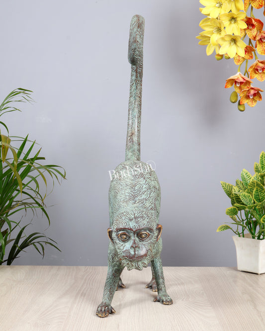 Bronze Monkey Sculpture Showpiece – Balinese Artistry 23.5 "