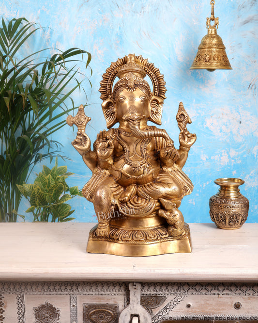Pure Brass Lord Ganesha Statue – Ideal for House or Office Entrance 18 inch