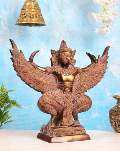 Vintage Brass Garuda with Open Wings – 14" vintage sand patina