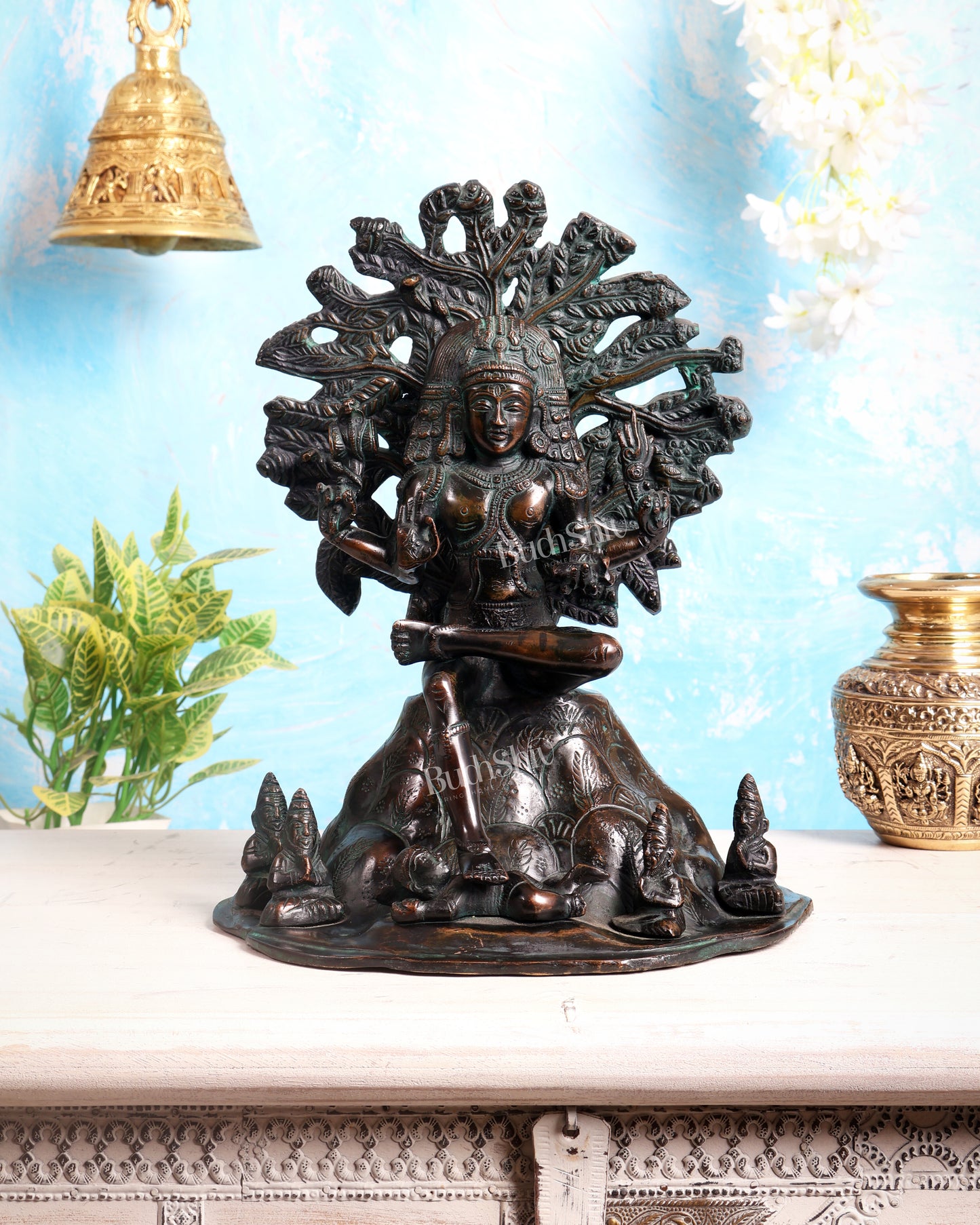 Vintage Brass Dakshinamurthy Statue | 12" Chola tone