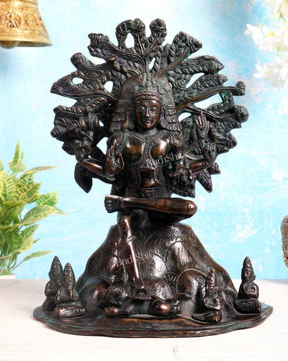 Vintage Brass Dakshinamurthy Statue | 12" Chola tone