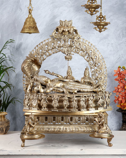 Bronze Padmanabhan Swamy Vishnu with Royal Arch with Dashavatara 27"