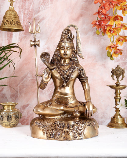 Pure Brass Lord Shiva Statue - 18" matte finish
