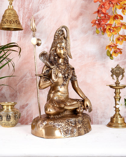 Pure Brass Lord Shiva Statue - 18" matte finish