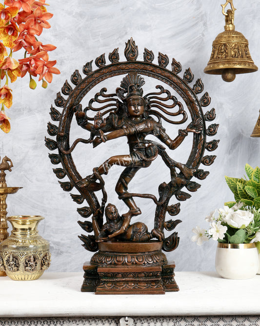 Pure Brass Nataraja Statue - Height 21.5" added copper