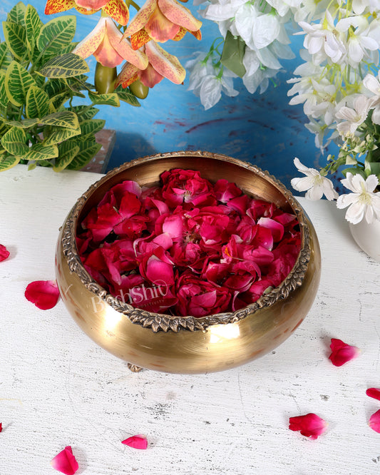 Brass Urli Bowl Oval Shape – Lightweight Matte Antique Finish Decorative Urli (8.1 Inches)