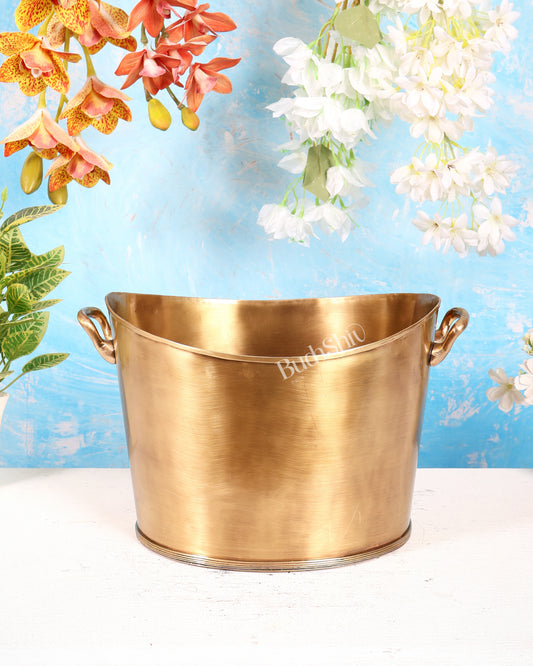 Brass Multipurpose Flower & Fruit Bowl – Lightweight Antique Tone Decorative Bowl (13 Inches)