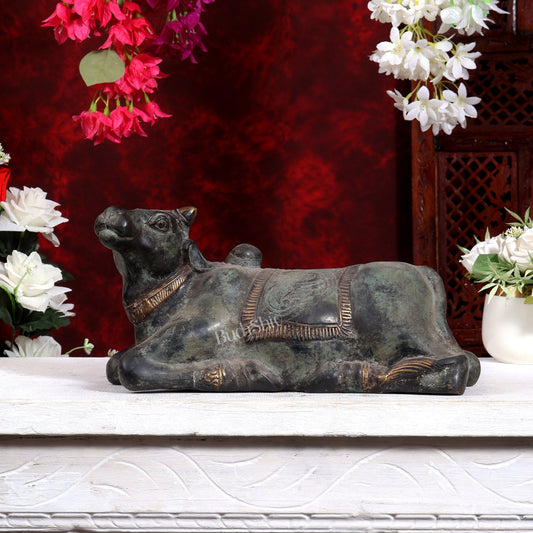 Balinese Bronze Nandi Statue | Vintage Sculpture | Handcrafted Bronze Shiva Vahana 13.5 inch