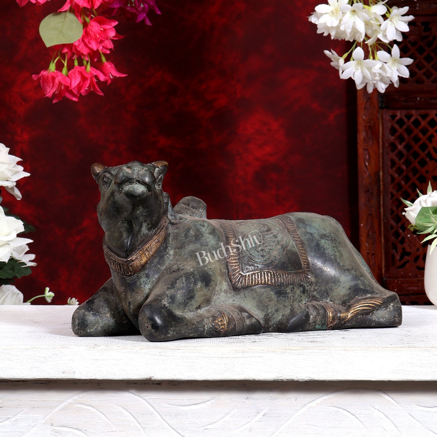 Balinese Bronze Nandi Statue | Vintage Sculpture | Handcrafted Bronze Shiva Vahana 13.5 inch
