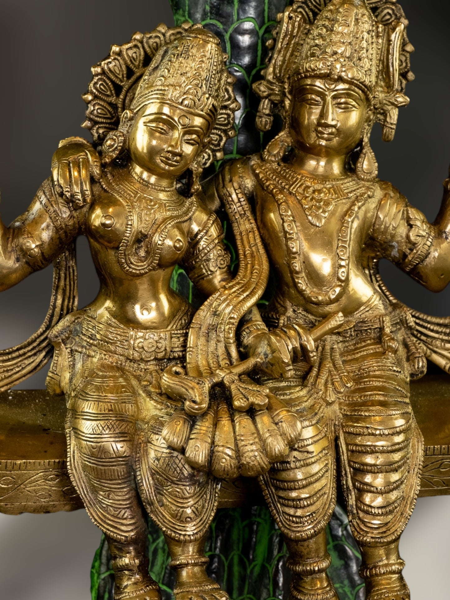 Exquisite large Brass Radha Krishna Swing 36"