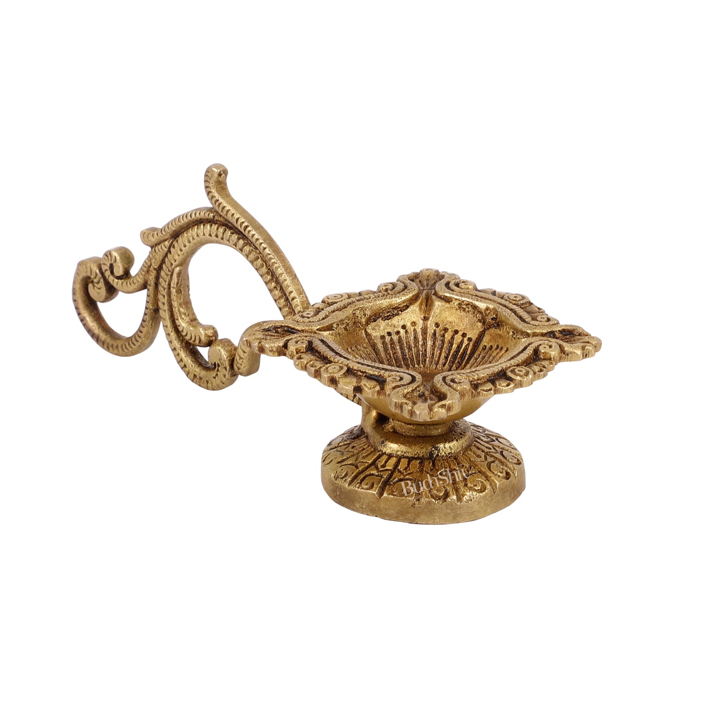 Brass unique diya with handle