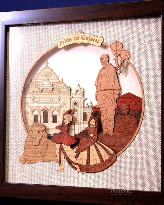 A Tribute to Gujarat – Handcrafted 3D Wooden Wall Hanging - Budhshiv.com