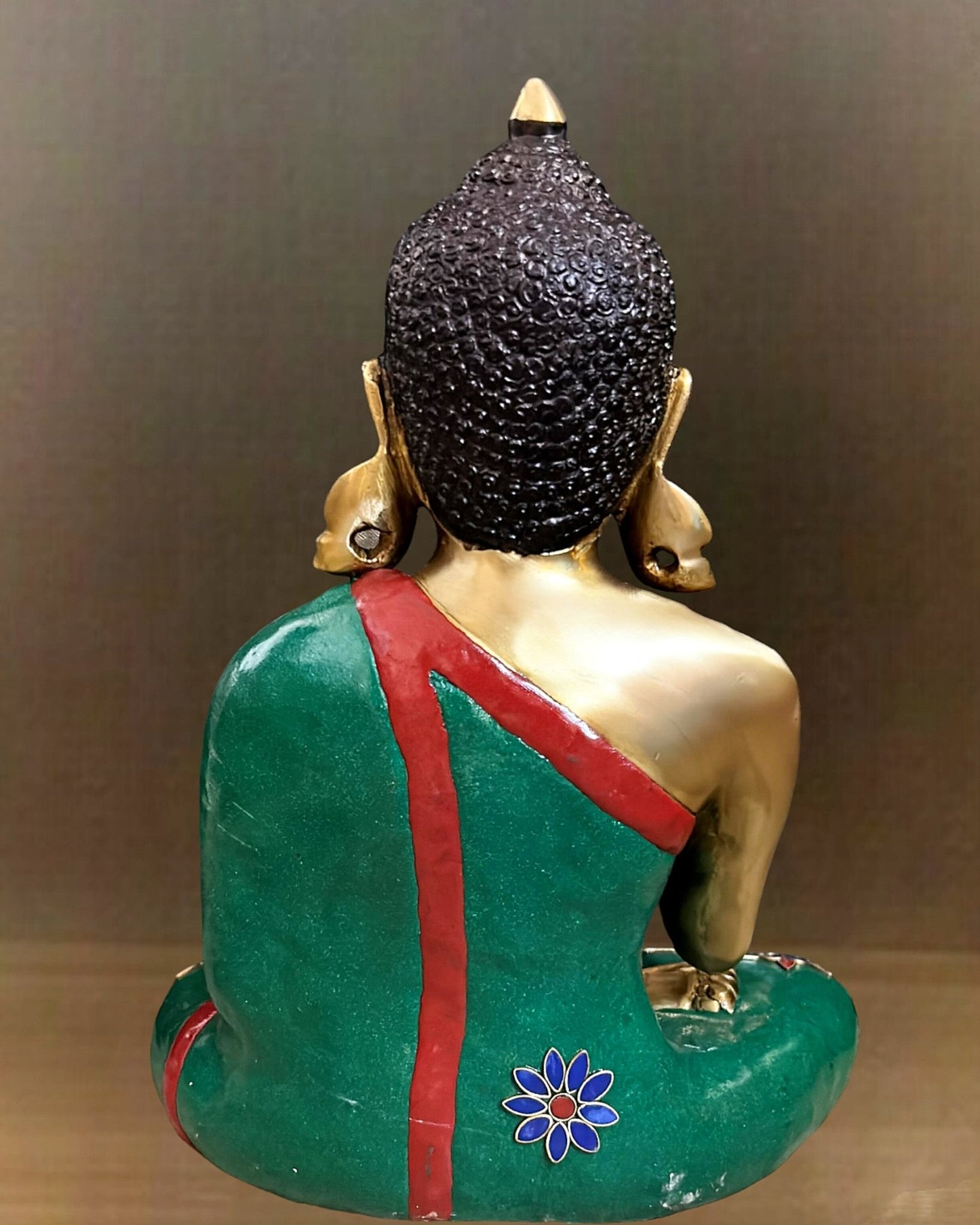 Aashirwaad Brass Buddha Idol with Meenakari Stonework 12" - Budhshiv.com