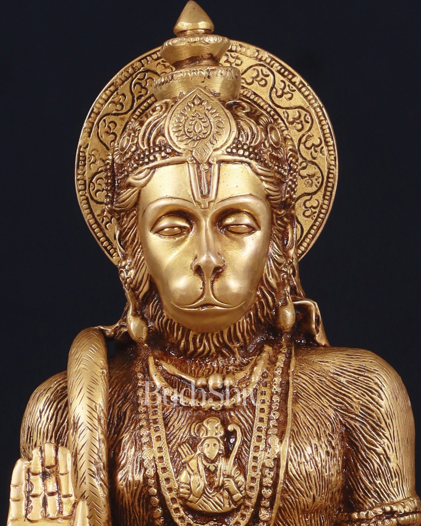 Adorable Pure Brass Blessing Hanuman Idol - 14" - Budhshiv.com