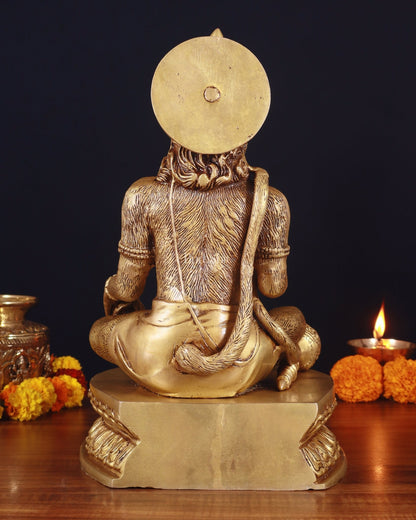 Adorable Pure Brass Blessing Hanuman Idol - 14" - Budhshiv.com