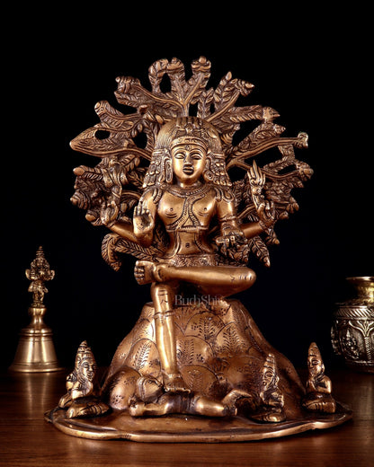 Antique Brass Dakshinamurthy Statue | 12" Vintage - Budhshiv.com