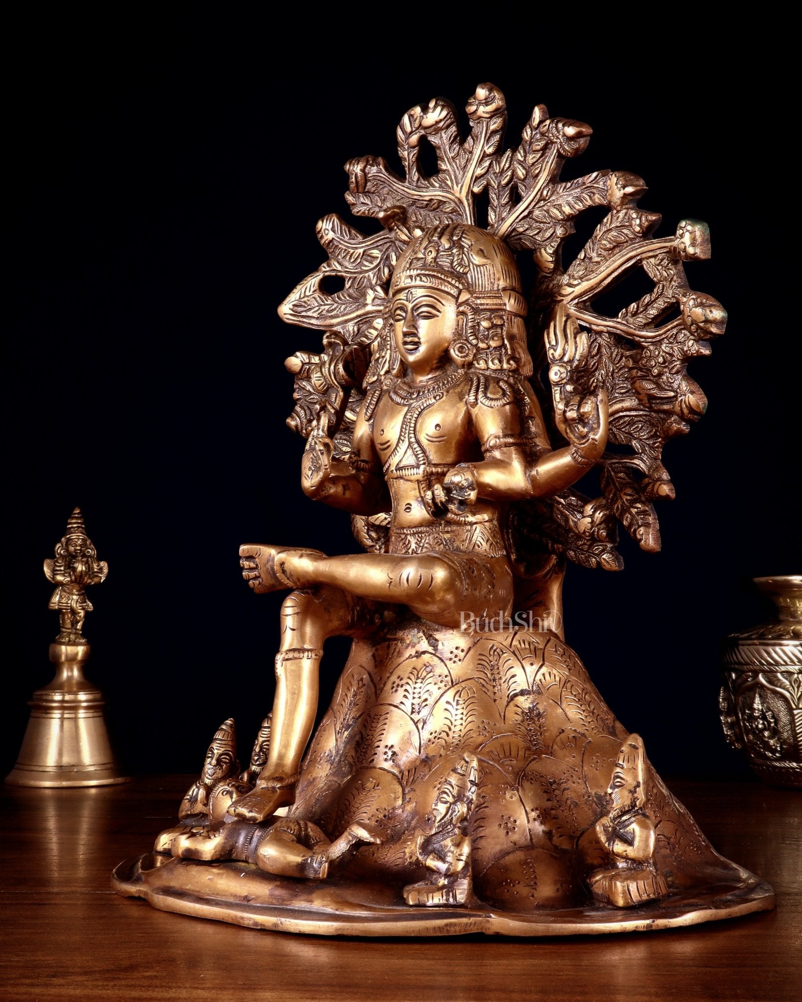 Antique Brass Dakshinamurthy Statue | 12" Vintage - Budhshiv.com
