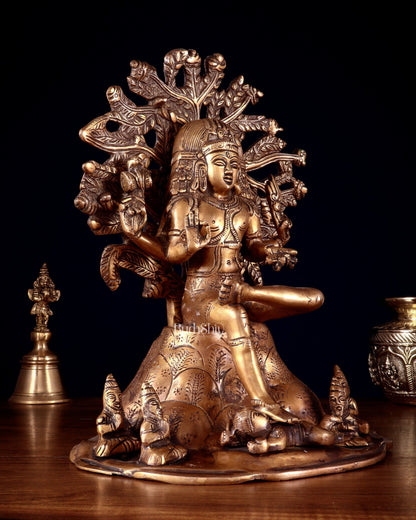 Antique Brass Dakshinamurthy Statue | 12" Vintage - Budhshiv.com