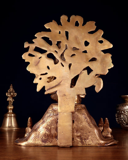 Antique Brass Dakshinamurthy Statue | 12" Vintage - Budhshiv.com