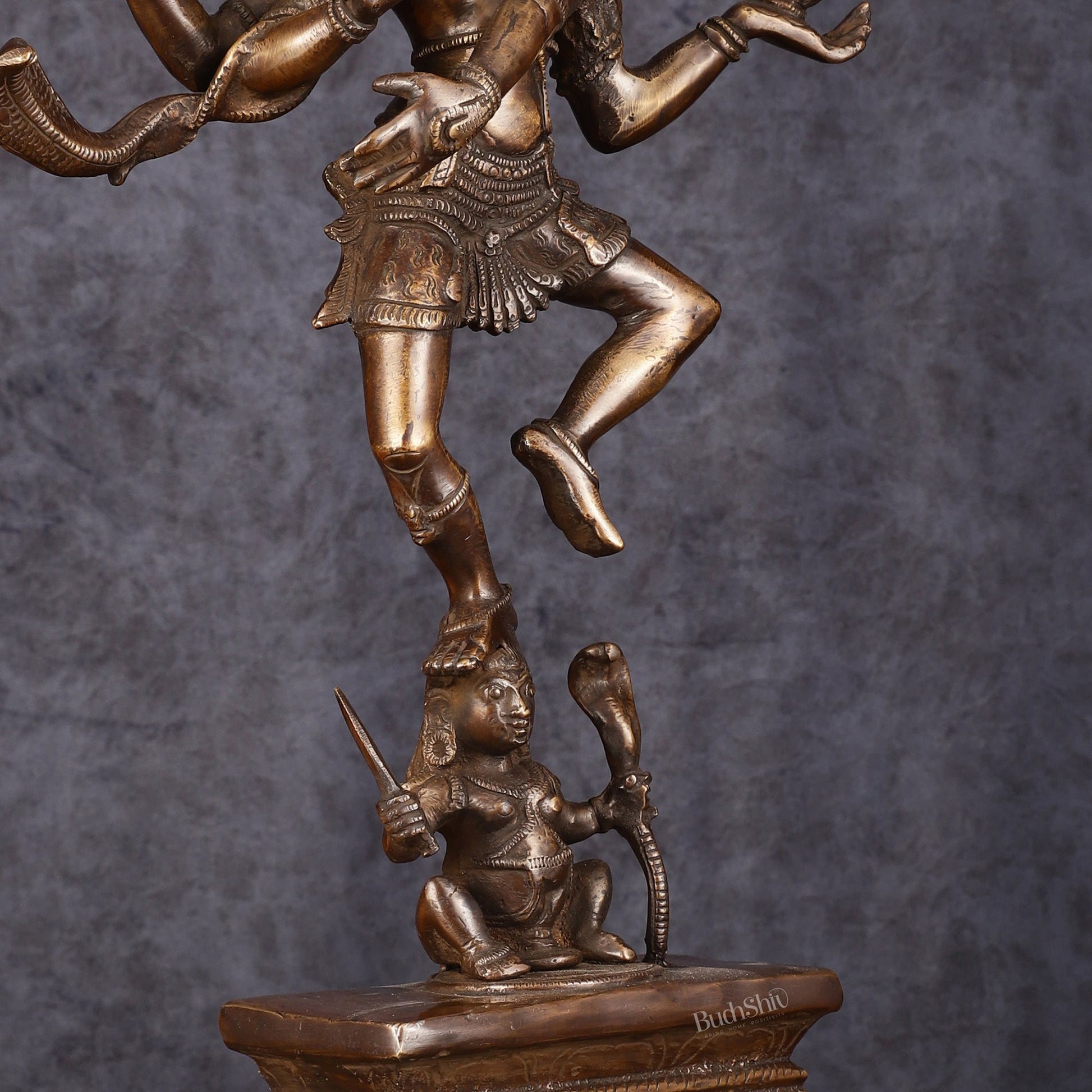 Antique Brass Dancing Lord Shiva Statue - 17 Inch - Budhshiv.com