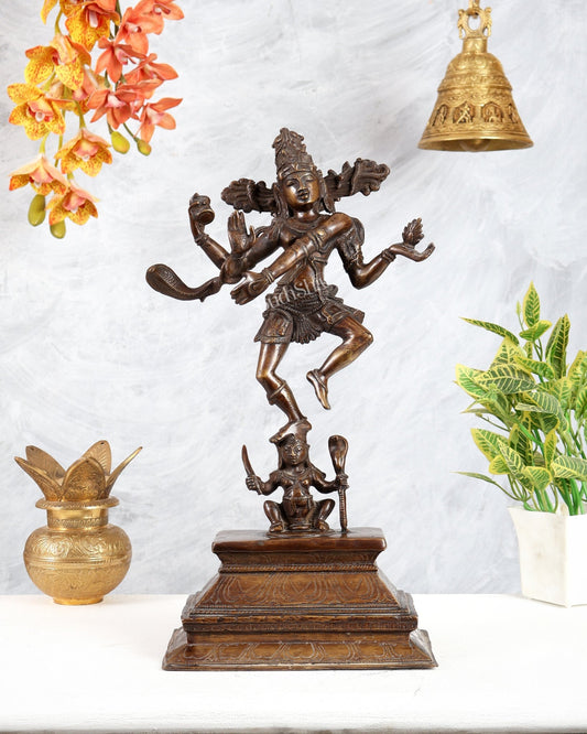 Antique Brass Dancing Lord Shiva Statue - 17 Inch - Budhshiv.com