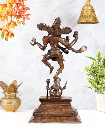 Antique Brass Dancing Lord Shiva Statue - 17 Inch - Budhshiv.com