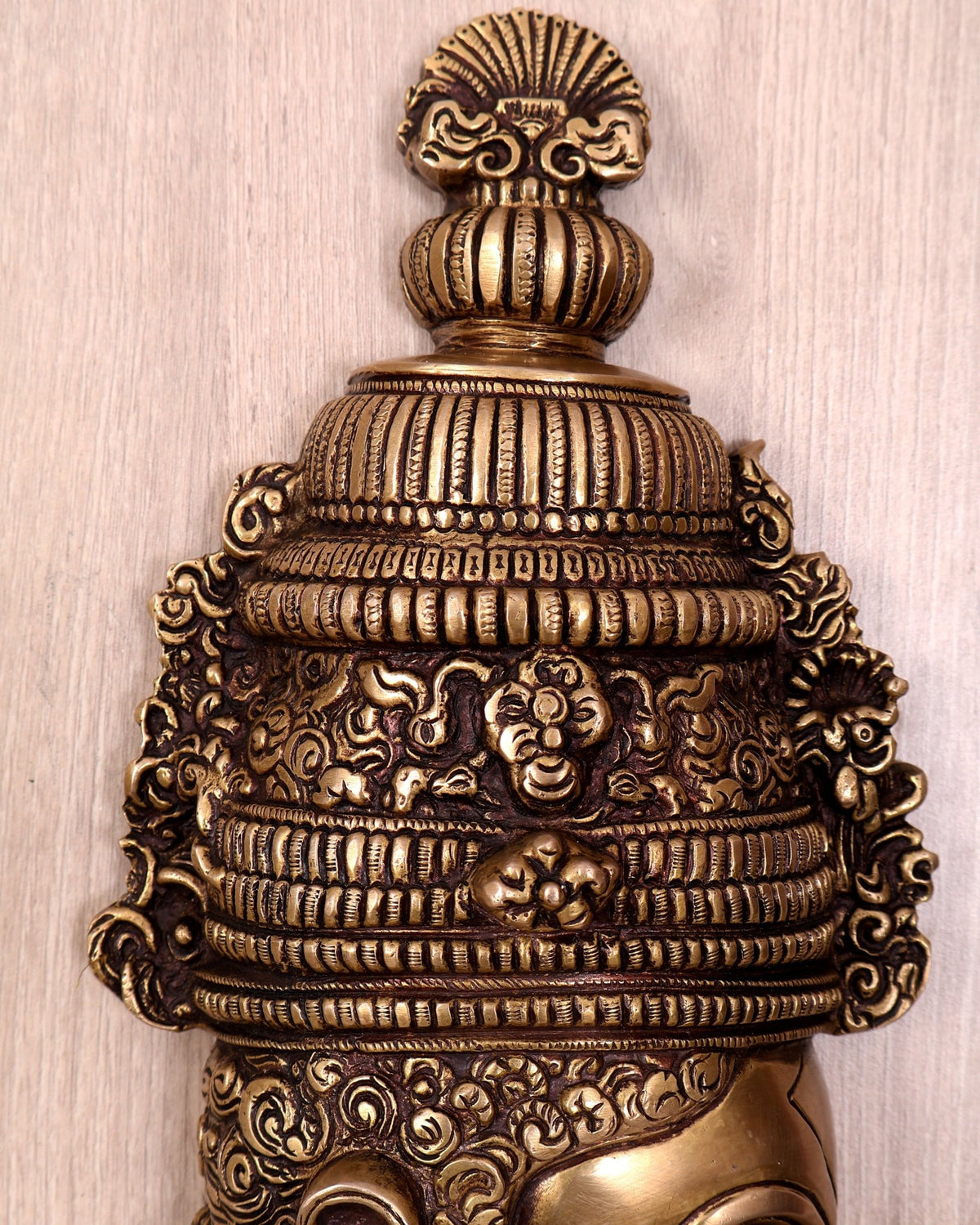 Antique Brass Hanuman Face Wall Hanging 11.5 inch - Budhshiv.com