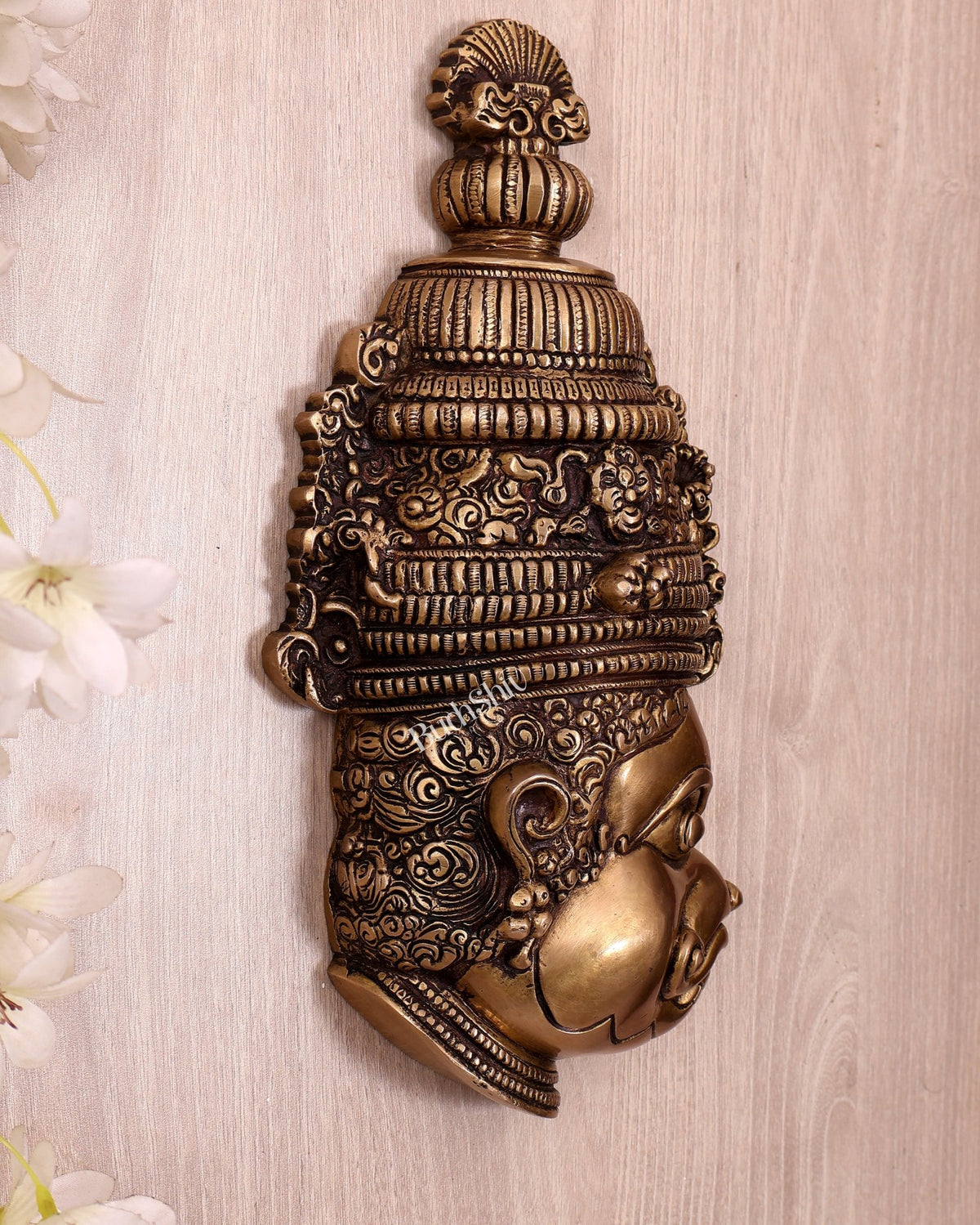 Antique Brass Hanuman Face Wall Hanging 11.5 inch - Budhshiv.com