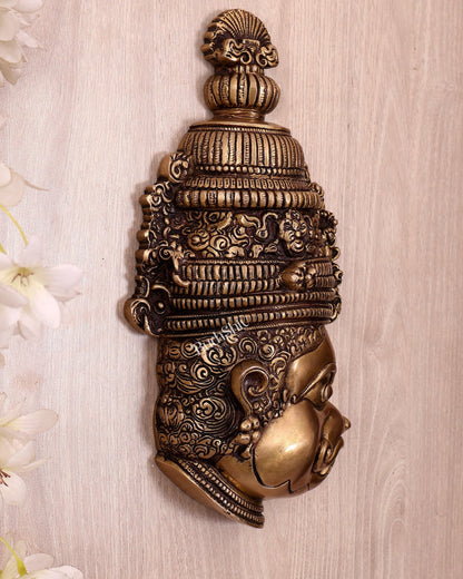 Antique Brass Hanuman Face Wall Hanging 11.5 inch - Budhshiv.com