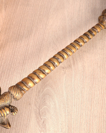 Antique Brass Krishna Kaliya Naag Havan Spoon – Kirtimukha Yagna Ladle - Budhshiv.com