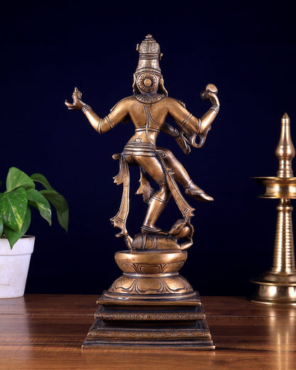 Antique Brass Lord Shiva Nataraja Dancing Ananda Tandava Statue 13.5" - Budhshiv.com