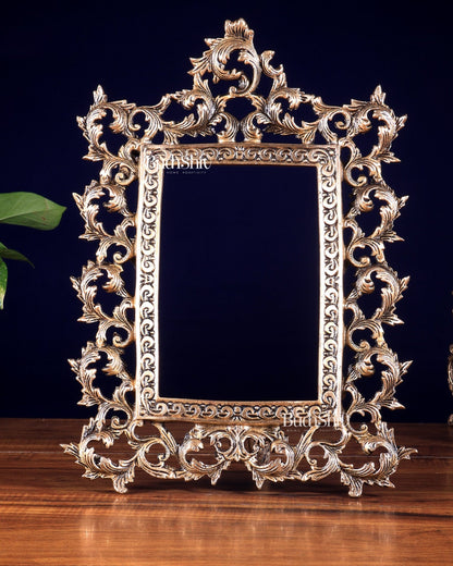 Antique Brass Photo Frame – Wall Hanging & Tabletop with Adjustable Stand ( 14 inch ) - Budhshiv.com