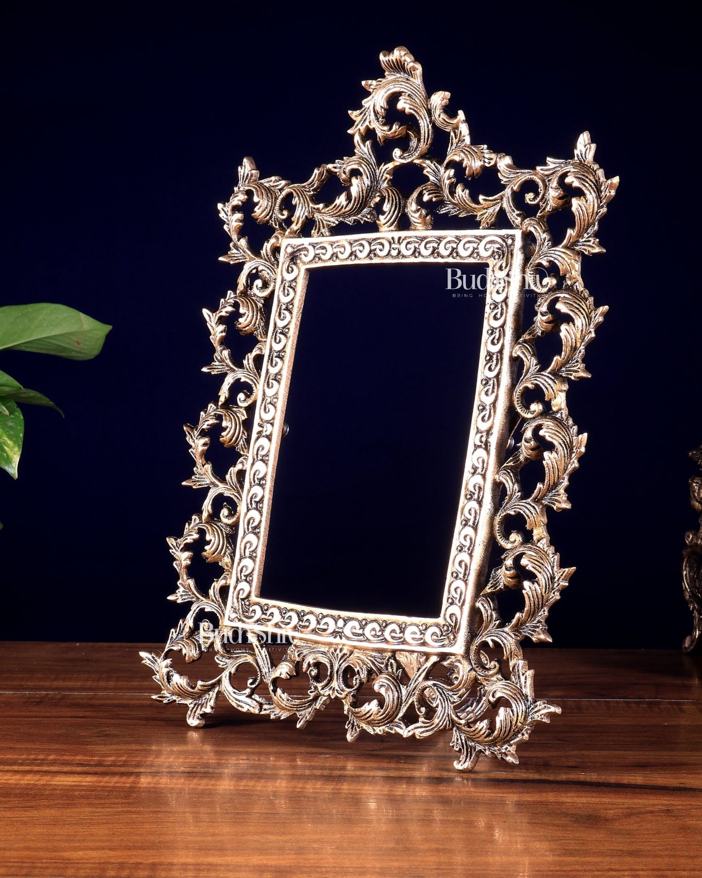 Antique Brass Photo Frame – Wall Hanging & Tabletop with Adjustable Stand ( 14 inch ) - Budhshiv.com