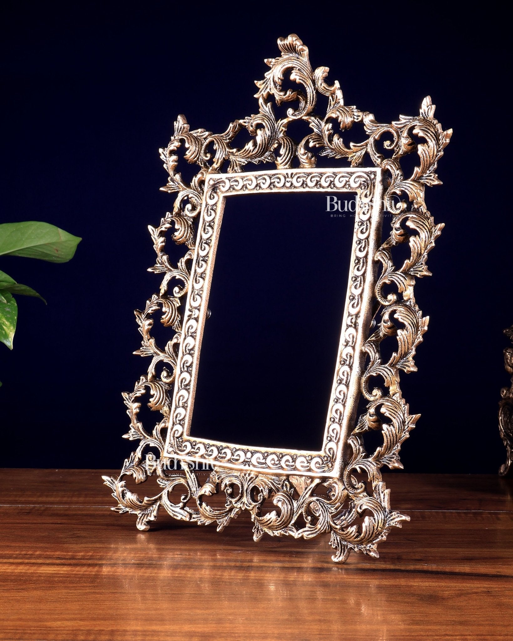 Antique Brass Photo Frame – Wall Hanging & Tabletop with Adjustable Stand ( 14 inch ) - Budhshiv.com