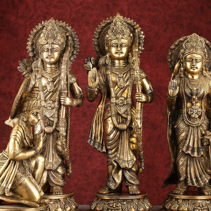 Antique Brass Ram Darbar Idols Set 16" - Finely Crafted - Budhshiv.com