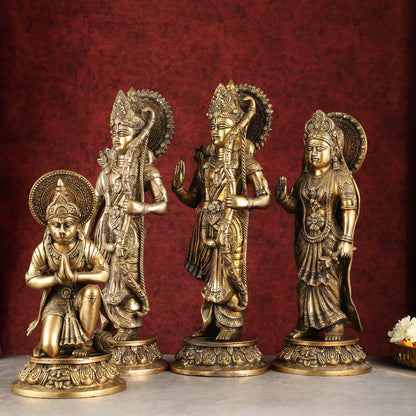 Antique Brass Ram Darbar Idols Set 16" - Finely Crafted - Budhshiv.com
