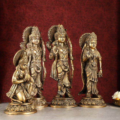 Antique Brass Ram Darbar Idols Set 16" - Finely Crafted - Budhshiv.com