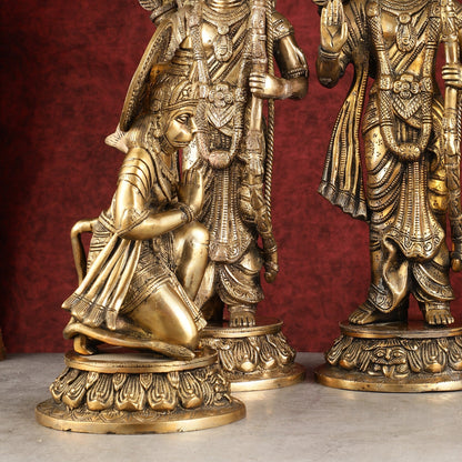 Antique Brass Ram Darbar Idols Set 16" - Finely Crafted - Budhshiv.com