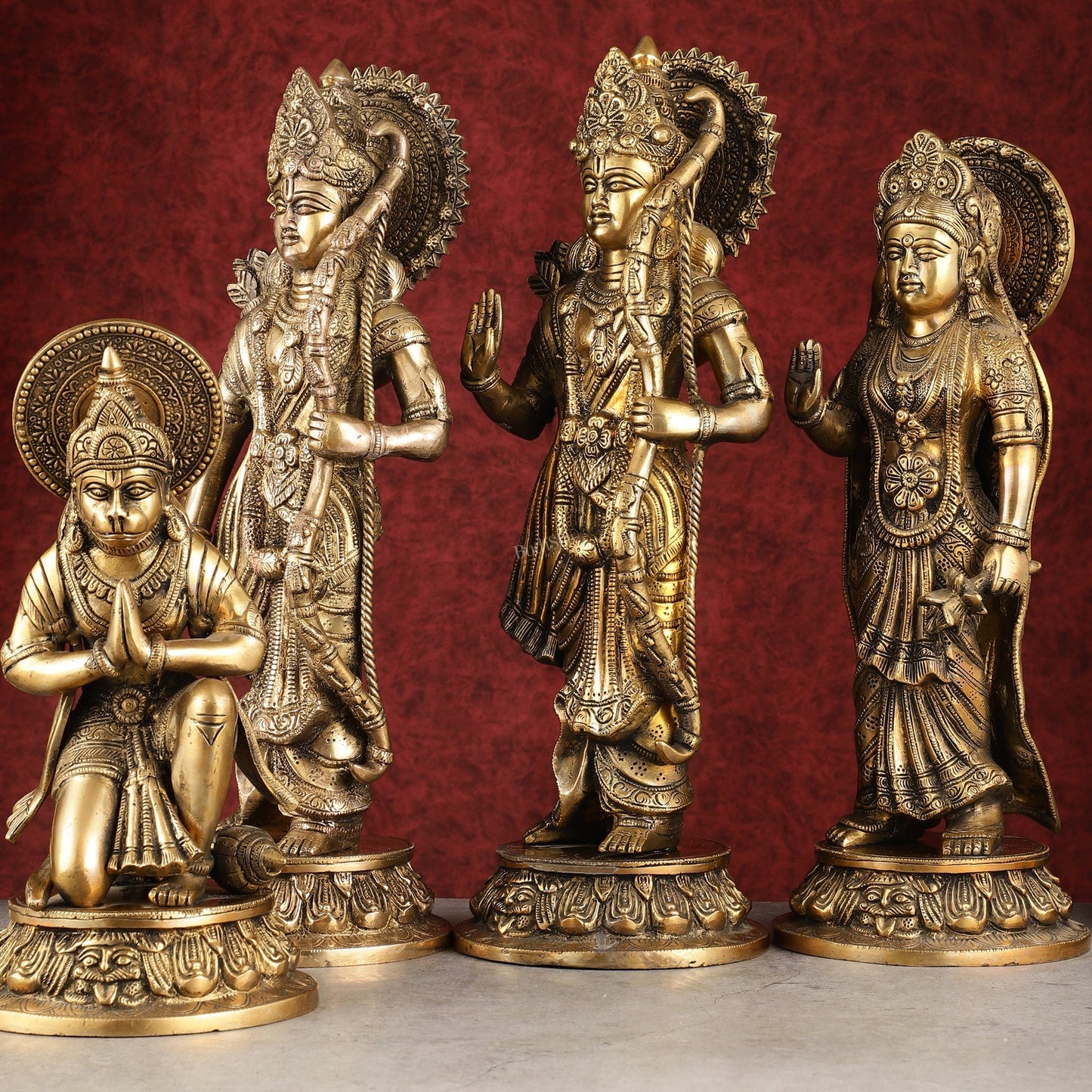 Antique Brass Ram Darbar Idols Set 16" - Finely Crafted - Budhshiv.com