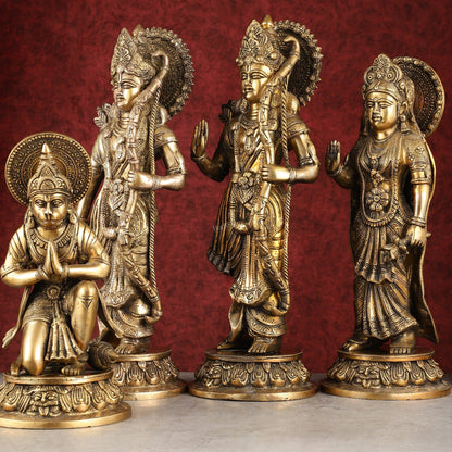 Antique Brass Ram Darbar Idols Set 16" - Finely Crafted - Budhshiv.com