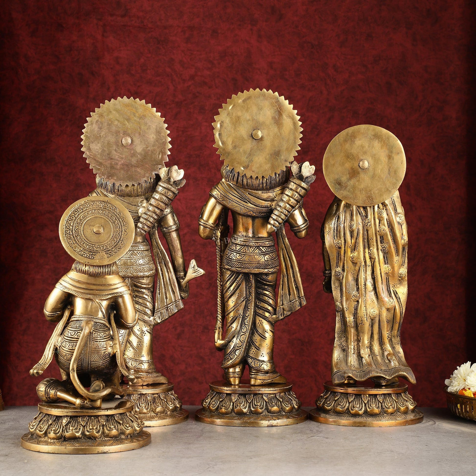 Antique Brass Ram Darbar Idols Set 16" - Finely Crafted - Budhshiv.com