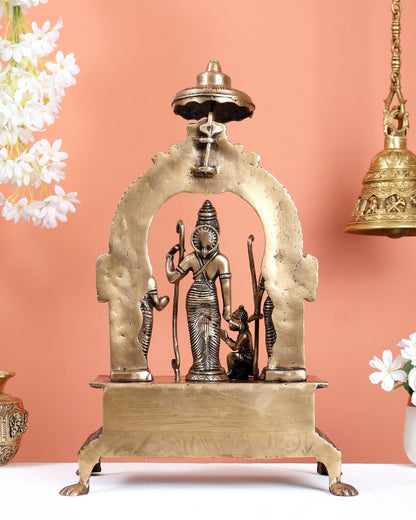 Antique Brass Ram Darbar Statue with Chattar – Divine Royal Family Sculpture (16 Inches) - Budhshiv.com