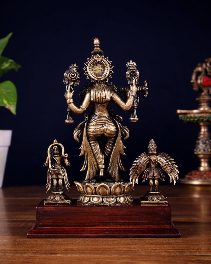Antique Bronze Vishnu Roopam Krishna with Hanuman & Garuda – 7 Inch ...