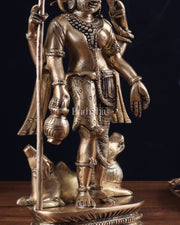 Antique tone Brass Ardhanarishwara Idol - 12 Inch - Budhshiv.com