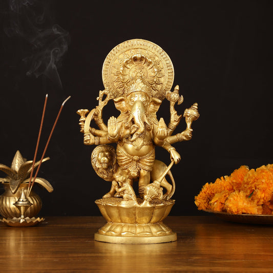Ashirwaad Kana drishti Vinayaka Ganesha Brass Idol - 12 Inch bright - Budhshiv.com