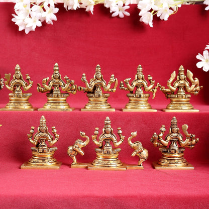 Ashtalakshmi Superfine Brass Idols - 3.5 Inches | BudhShiv - Budhshiv.com