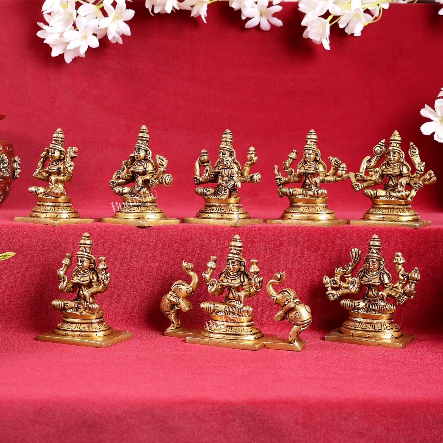 Ashtalakshmi Superfine Brass Idols - 3.5 Inches | BudhShiv - Budhshiv.com
