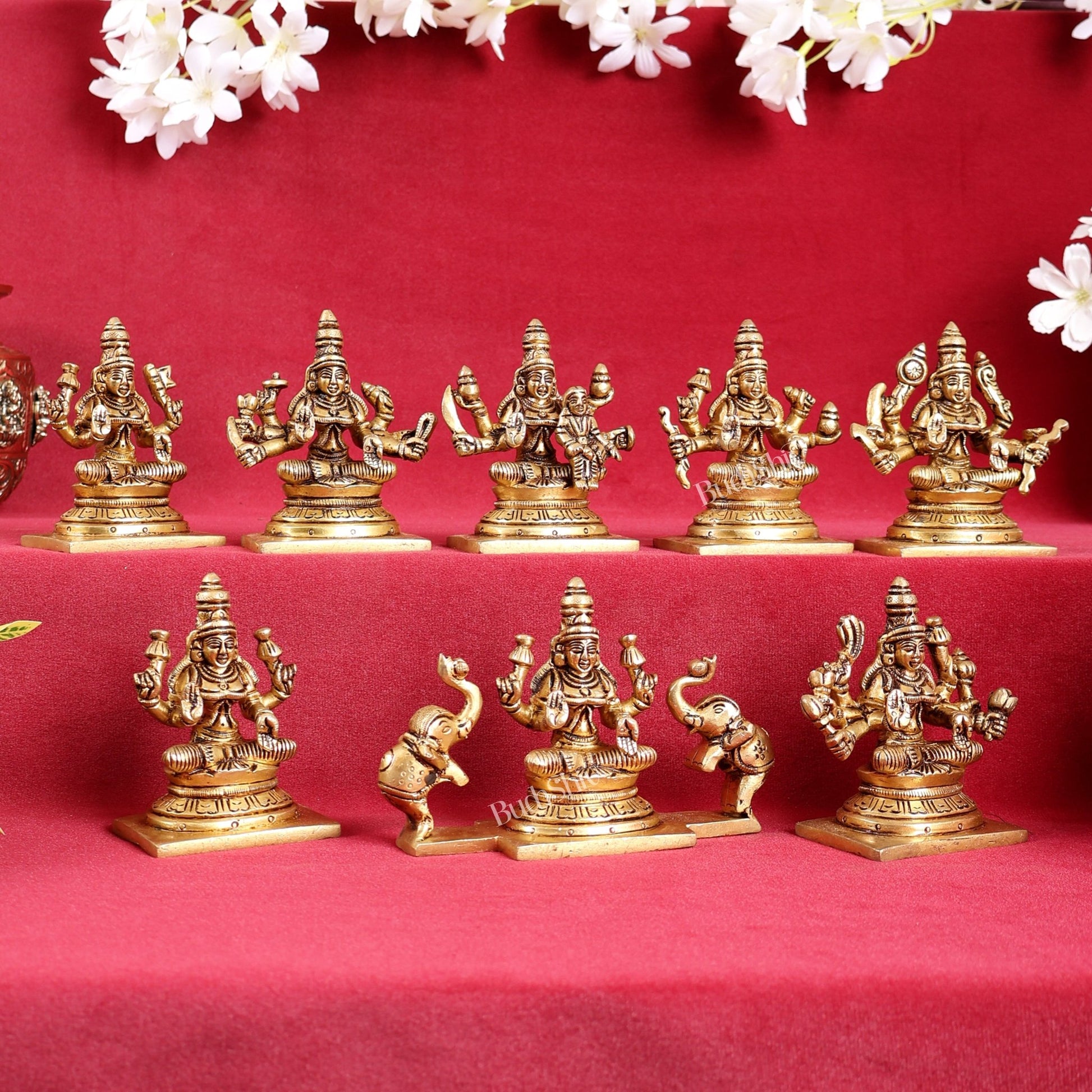Ashtalakshmi Superfine Brass Idols - 3.5 Inches | BudhShiv - Budhshiv.com