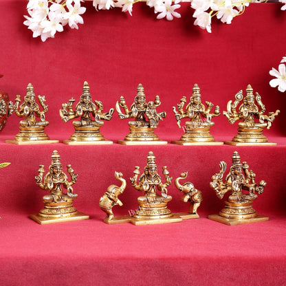 Ashtalakshmi Superfine Brass Idols - 3.5 Inches | BudhShiv - Budhshiv.com